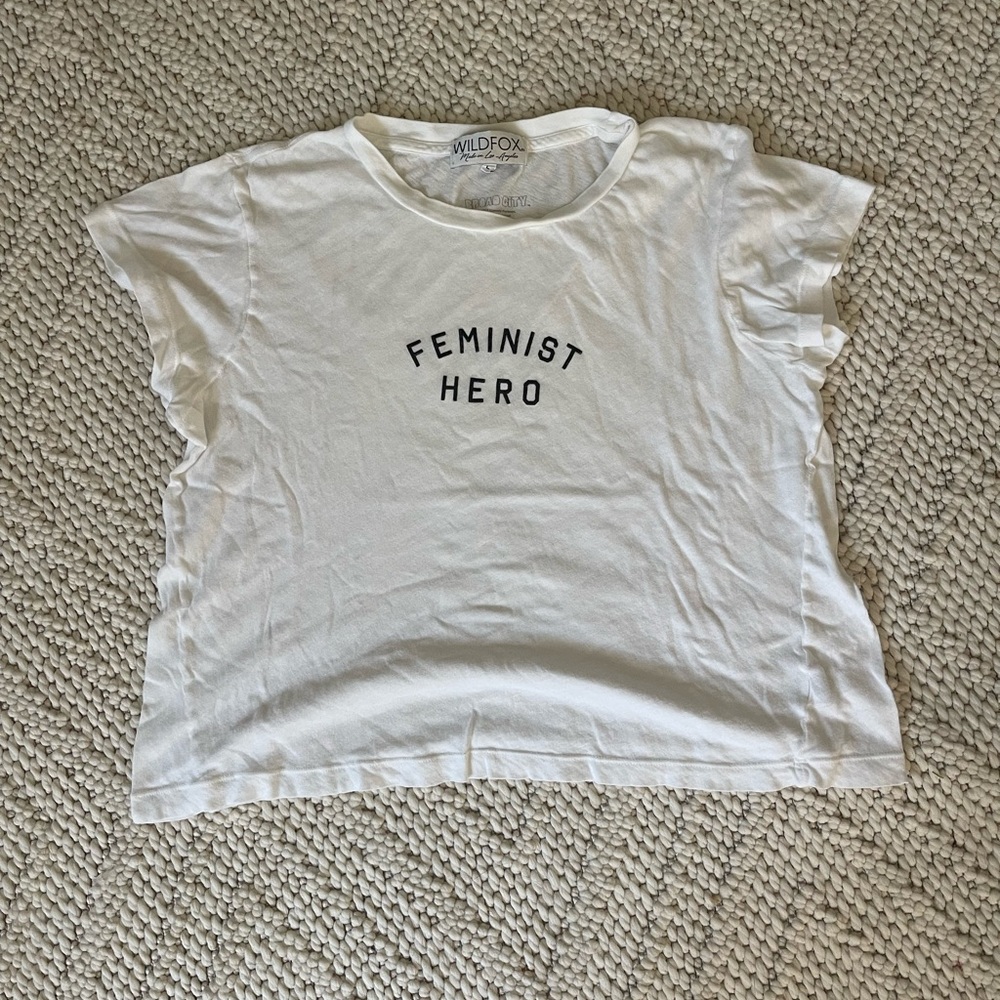 Wildfox White "Feminist Hero" Short Sleeve Tee
